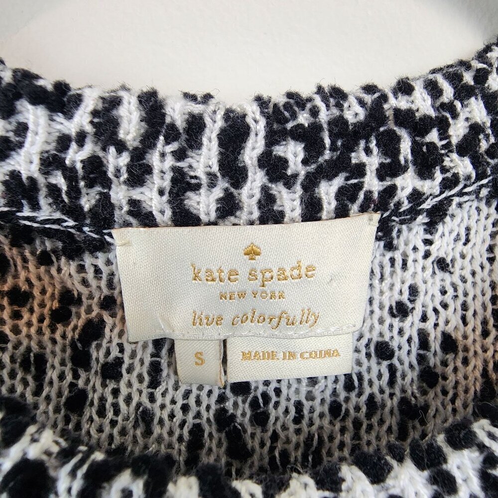 Kate Spade New York sz S women knit short sleeve shirt sweater black white - Picture 4 of 10